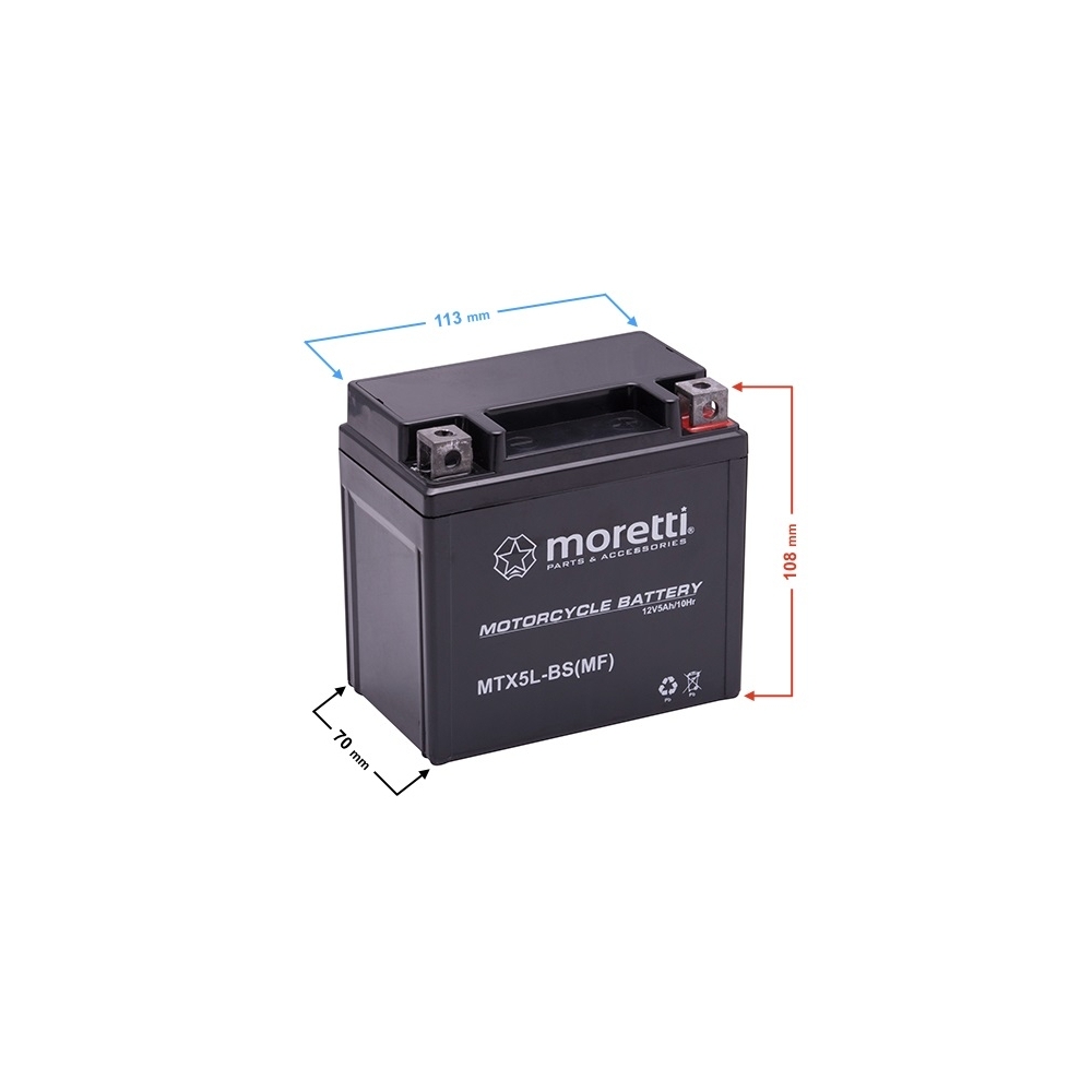 Akumuliatorius Moretti AGM (Gel) MTX5L-BS